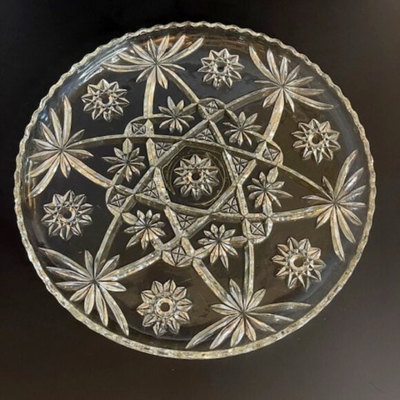 Anchor Hocking Prescut Clear Glass Torte Plate – 13.75" Star of David Design - Picture 1 of 6